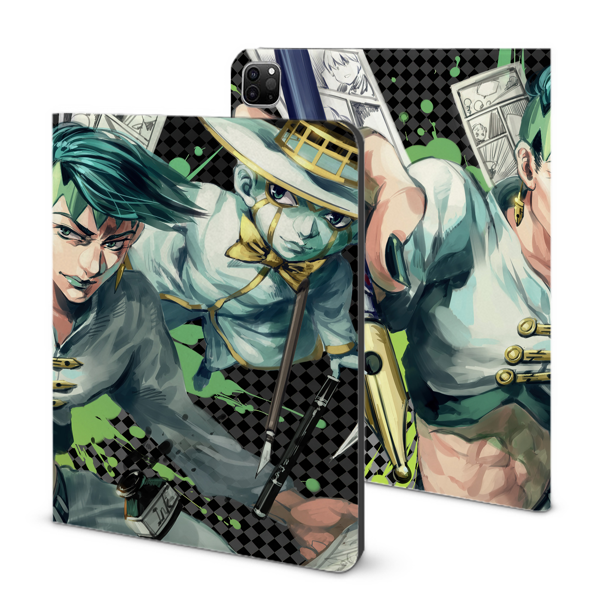 （画像用） ジョジョの奇妙な冒険 JoJo's Bizarre Adventure IPad ケース ブック型 PUレザー TPU 耐衝撃 軽量 薄型 ペン収納なし 全面保護 IPad 各モデル対応